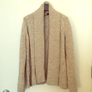 Ann Taylor cable knit open shawl sweater  grey